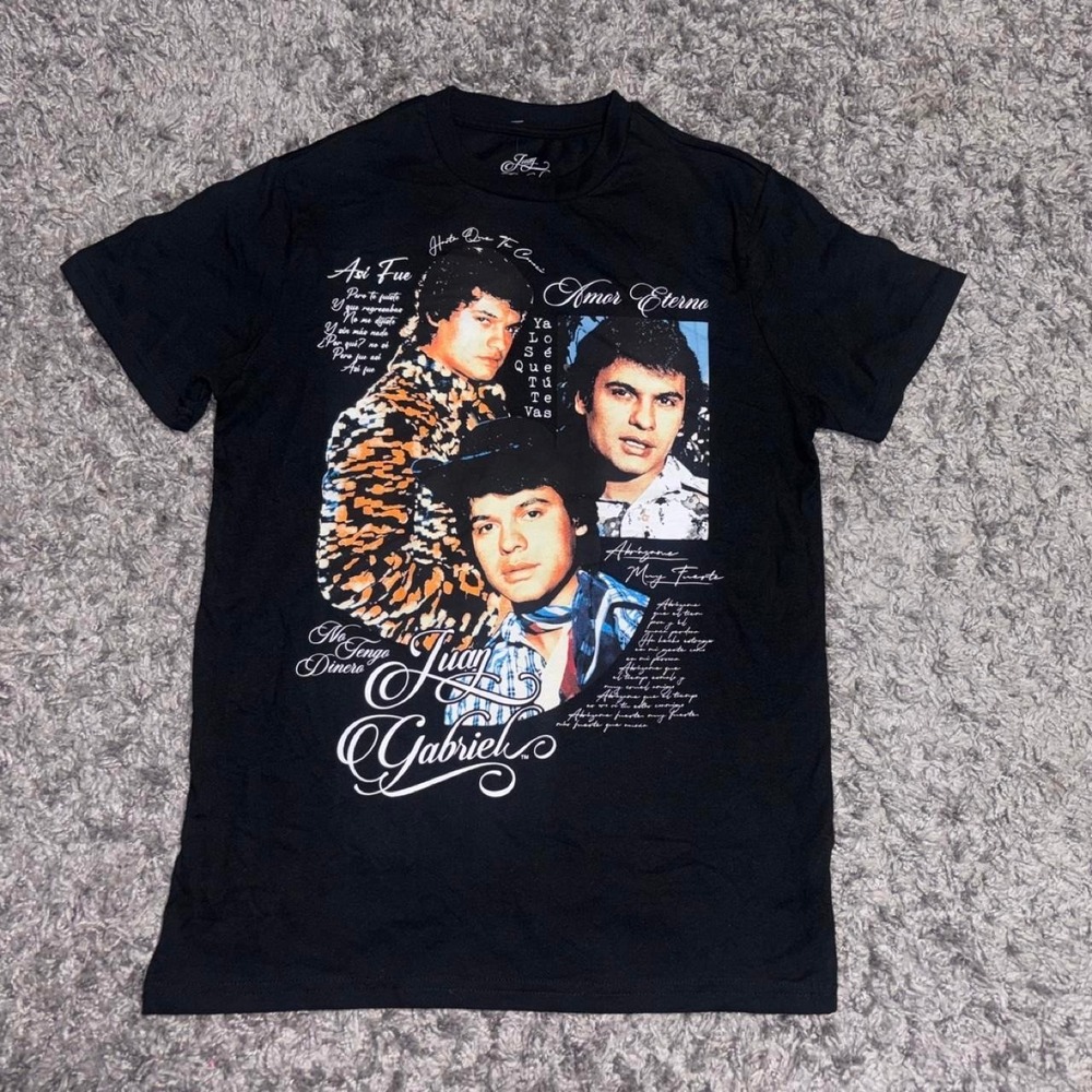 Juan Gabriel Black Graphic T-Shirt Latin Music Tee Men's XS Amor Eterno